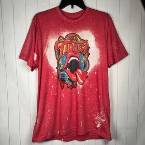 The Rolling Stones Retro-Inspired Tongue Graphic Band Tee Hippie T-shirt Red L